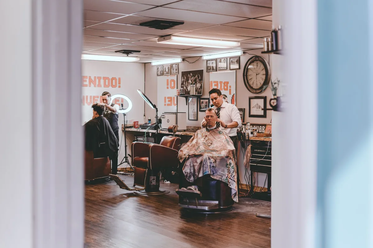 Inside a barbershop